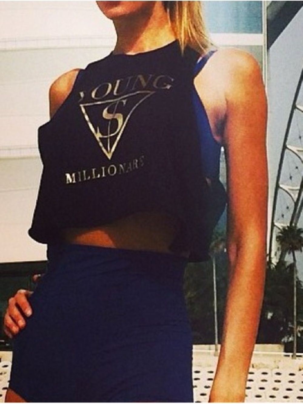 Young Millionaire Black Cropped Tank Top